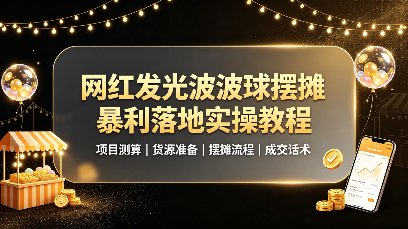 M65784网红发光波波球摆摊落地实操手册教程【摆小摊挣大钱】-简创库网