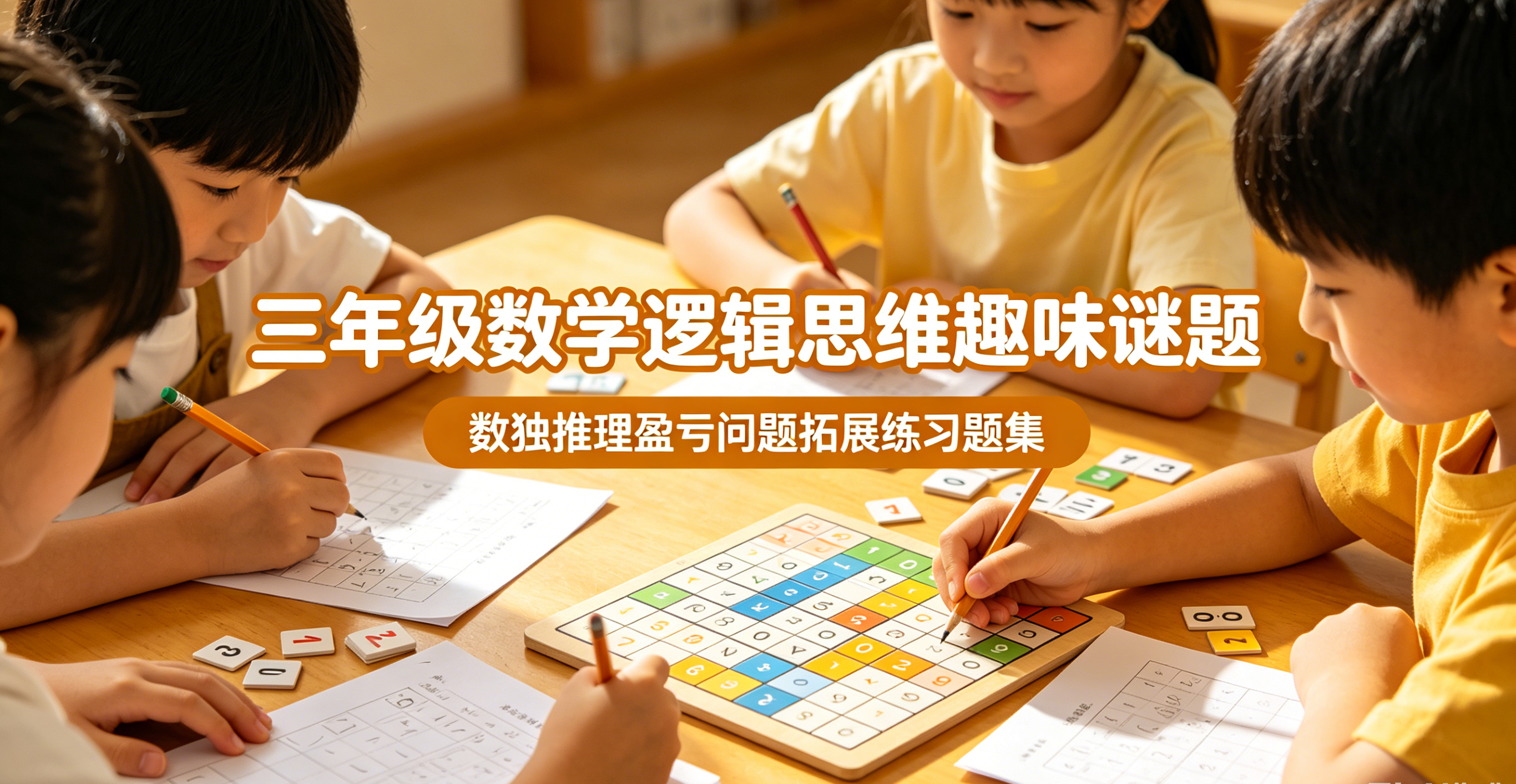 H9880三年级数学逻辑思维趣味谜题 数独推理盈亏问题拓展练习题集-简创库网