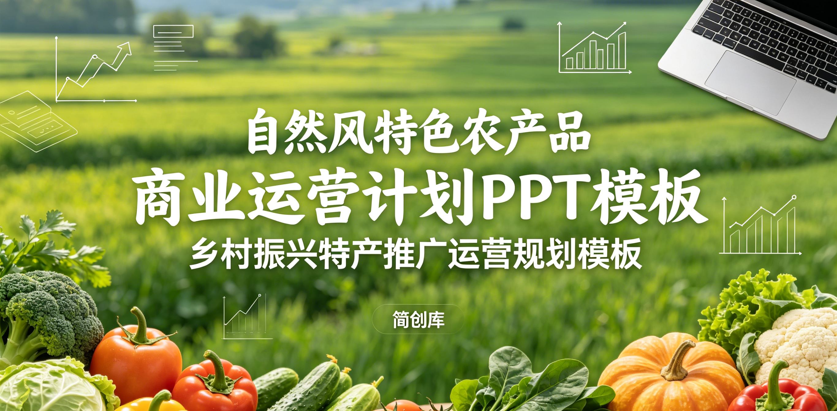 C1153自然风特色农产品商业运营计划PPT模板 乡村振兴特产推广运营规划模板-简创库网