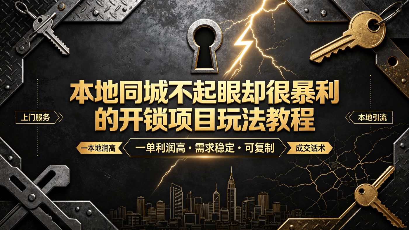 M65794本地同城不起眼却很能挣的上门开锁玩法手册教程-简创库网