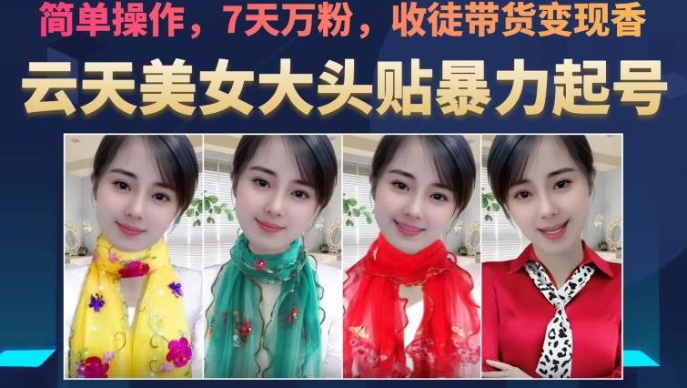 图片[1]-美女大头贴暴力起号变现教学，简单操作7天万粉收徒带货赚钱-暗冰资源网