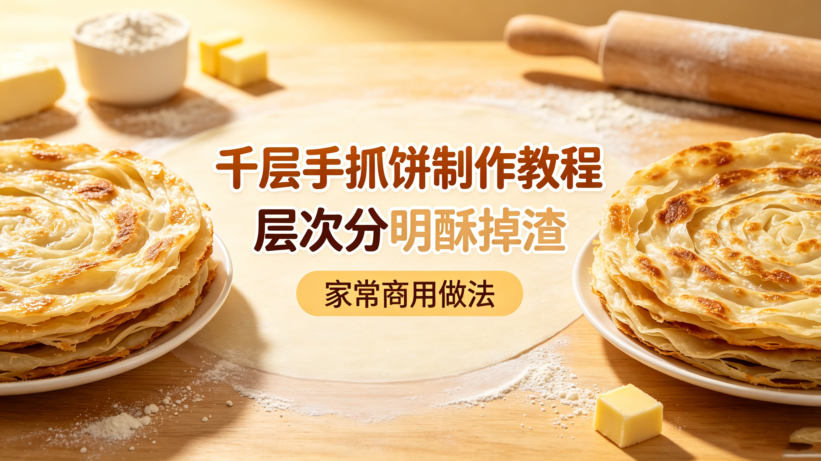 L59869千层手抓饼制作教程,层次分明酥掉渣,家常商用做法-简创库网