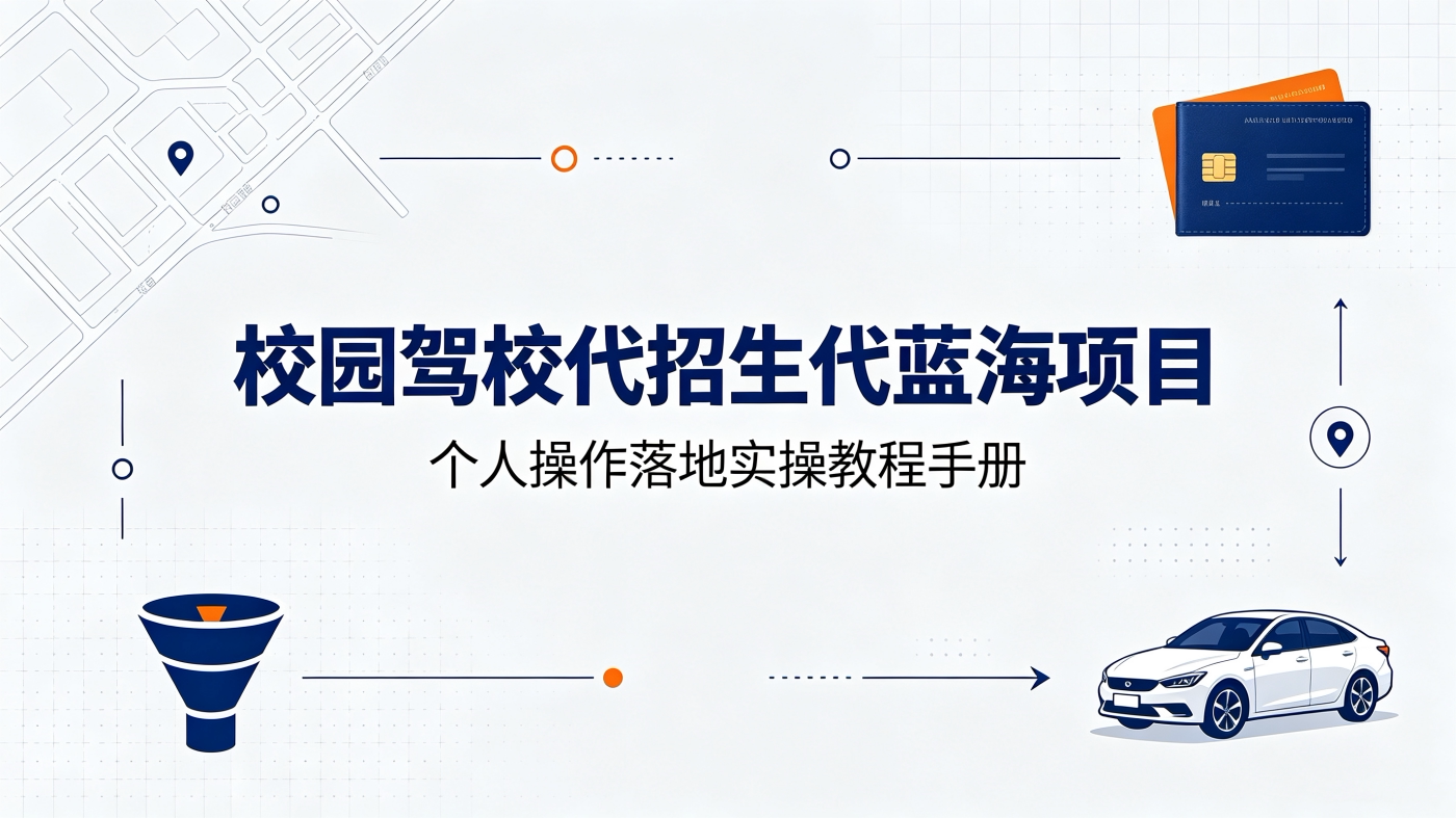 M658135校园驾校代招生代蓝海项目-个人操作落地实操教程手册-简创库网