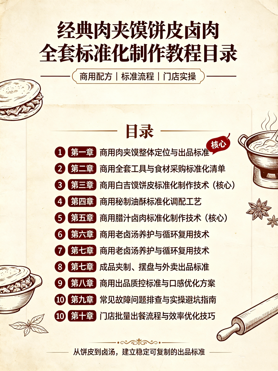 图片[2]-L25959北方经典肉夹馍饼皮卤肉全套标准化制作教程-简创库网