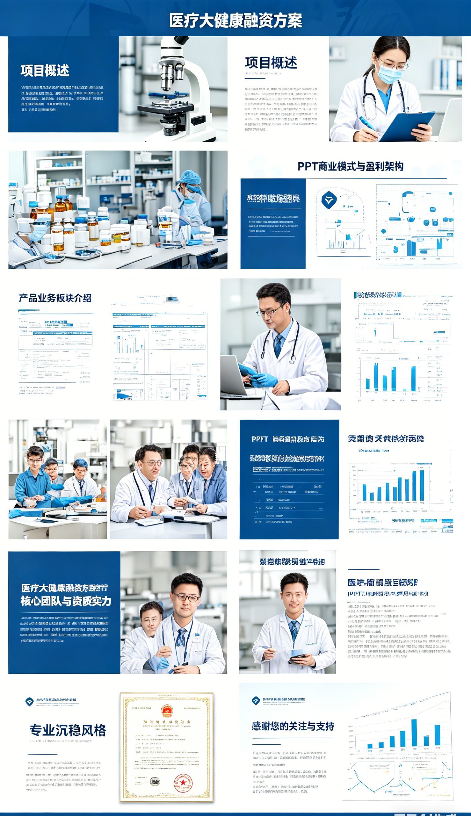 图片[2]-C1137专业沉稳医疗大健康融资方案PPT模板 高端医疗风生物医药康养招商模板-简创库网