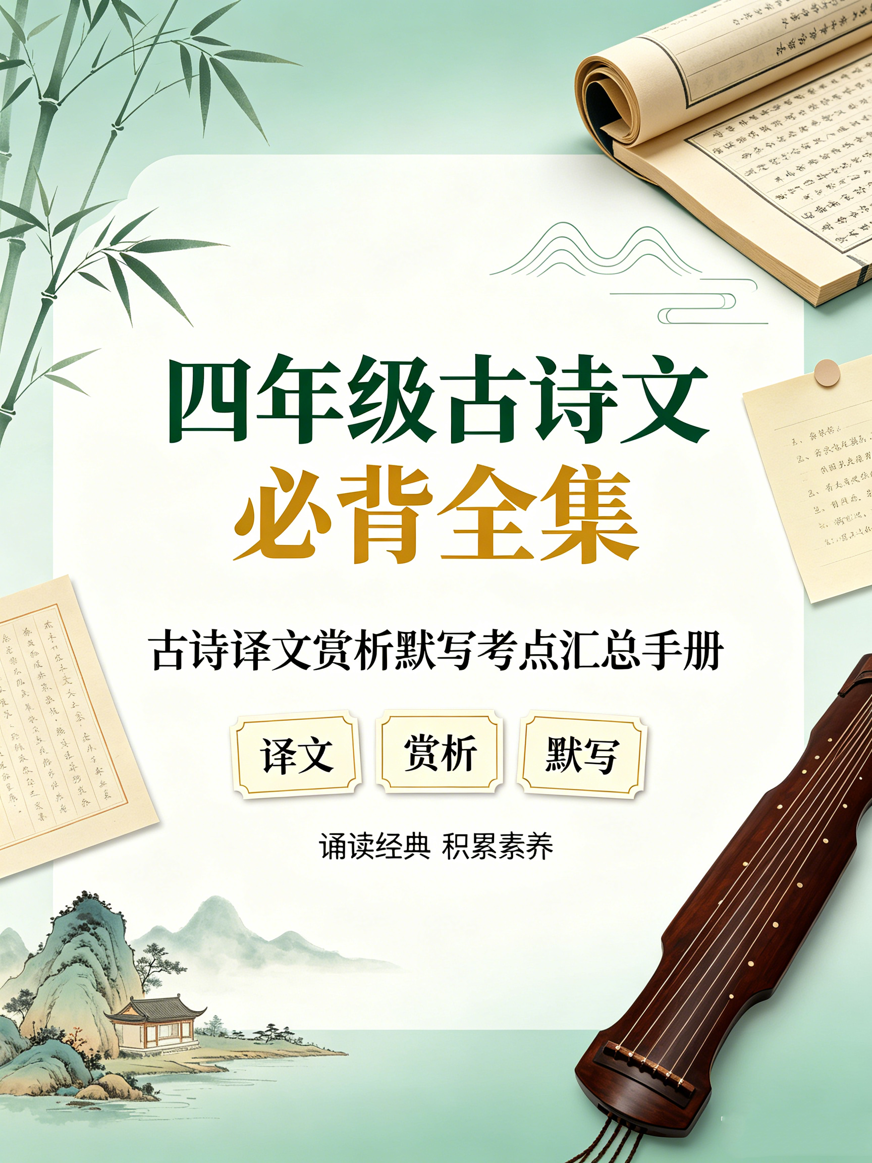 I25138四年级古诗文必背全集 古诗译文赏析默写考点汇总手册-简创库网