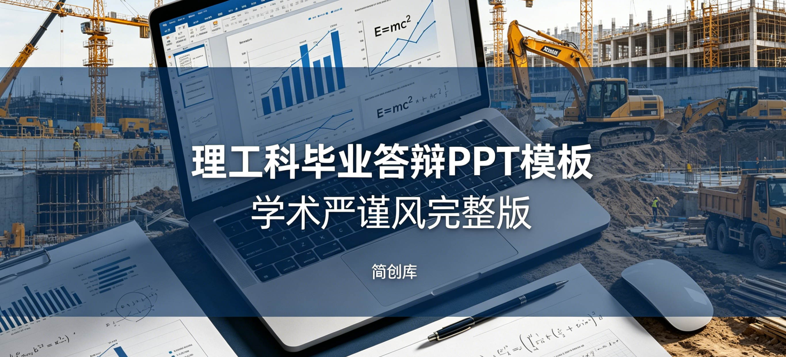 D2105理工科毕业答辩PPT模板 学术严谨风完整版-简创库网