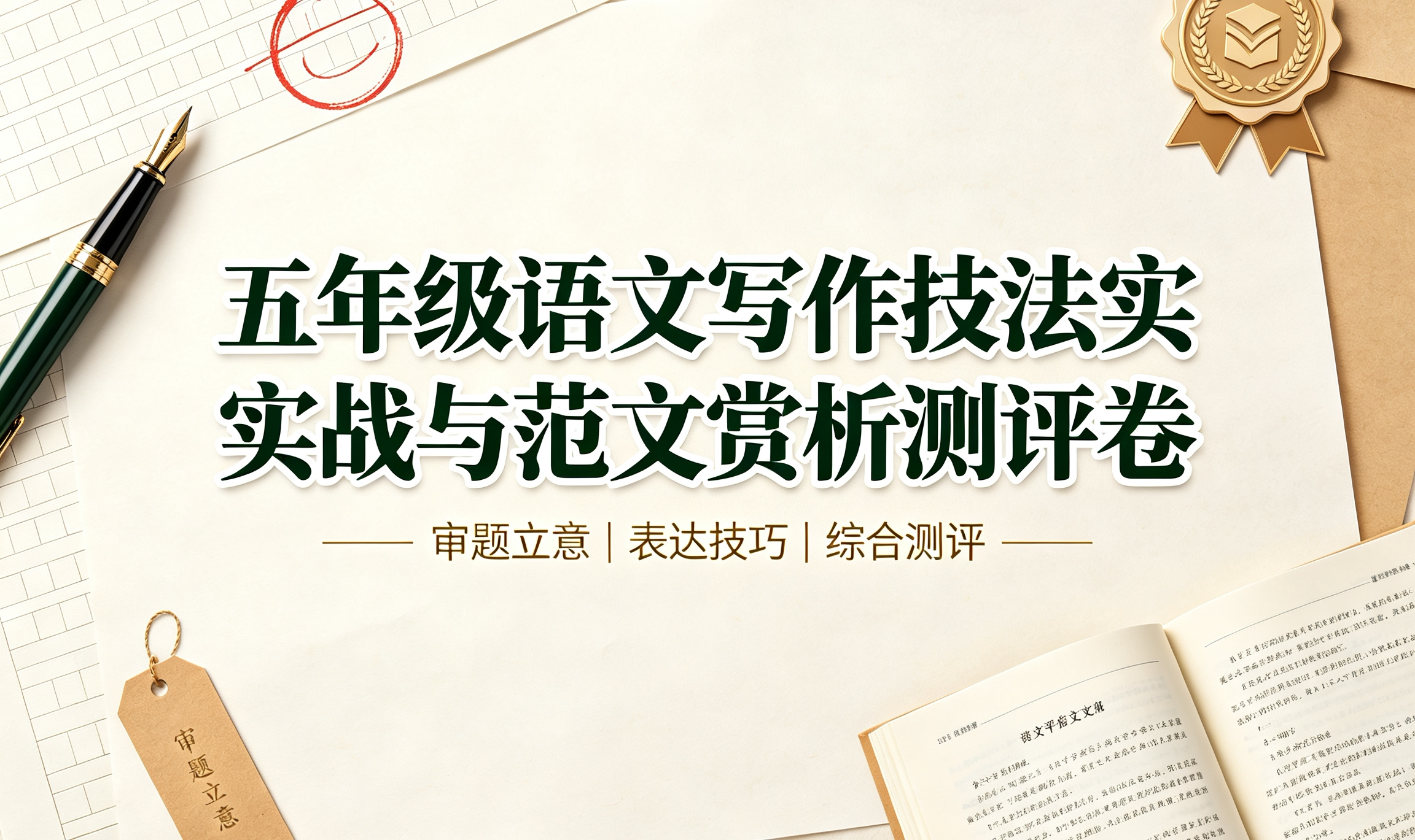 J52356五年级语文写作技法实战与范文赏析测评卷-简创库网
