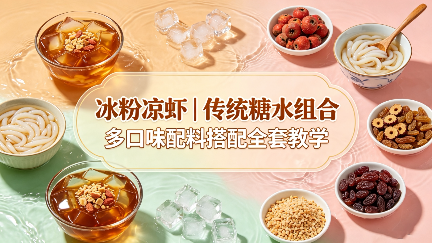 L85954冰粉凉虾|传统糖水组合 多口味配料搭配全套教学-简创库网