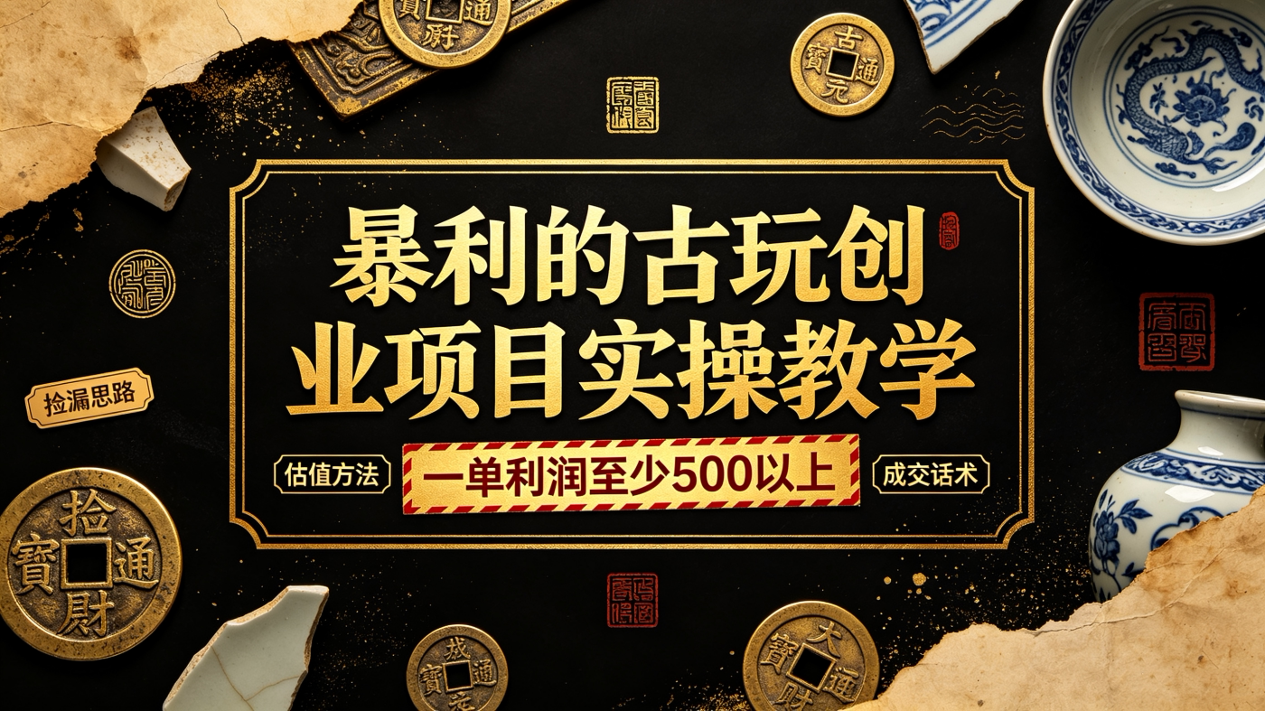 M65793古玩赛道创业实操教学手册,一单至少500以上-简创库网