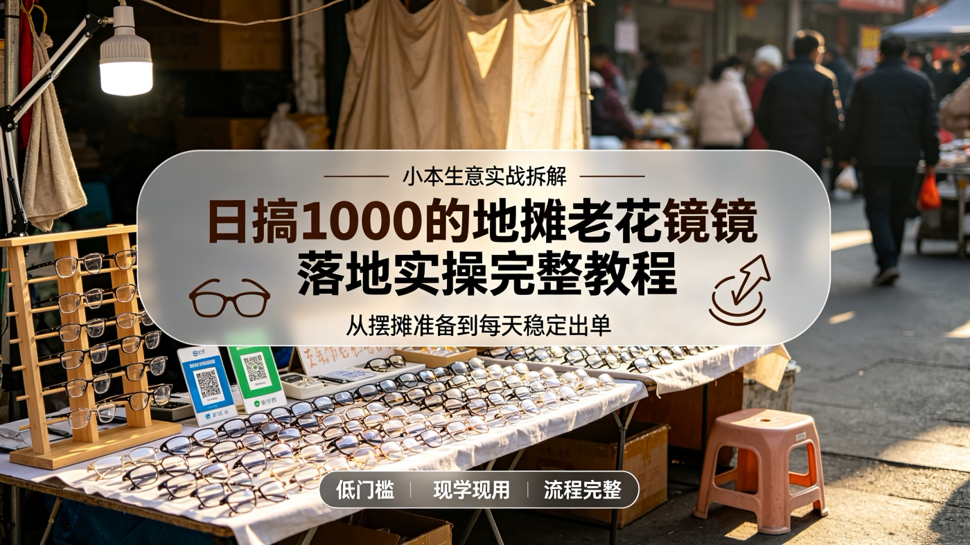 M65789日搞1000的地摊老花镜落地实操手册教程-简创库网