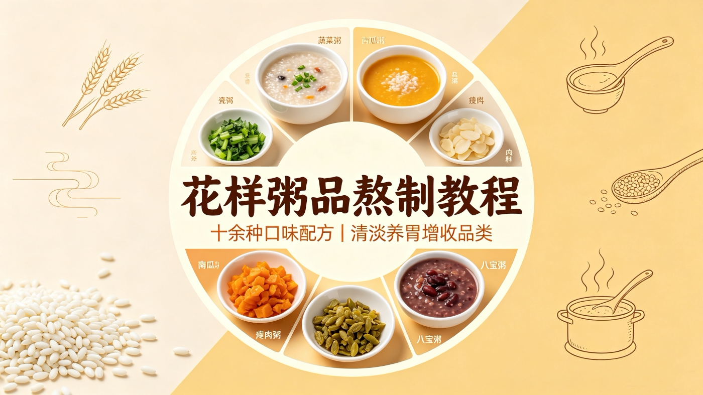 L47290花样粥品熬制教程|十余种口味配方 清淡养胃增收品类-简创库网