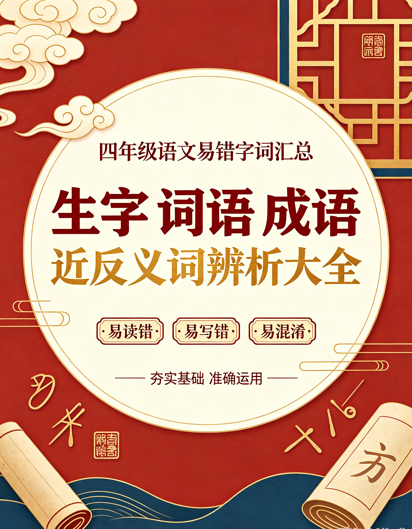 I25135四年级语文易错字词汇总 生字词语成语近反义词辨析大全-简创库网