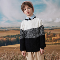 Boys woolen sweater 2021 autumn and winter new childrens sweater knitwear Middle Child Base thread coat 100% pure wool