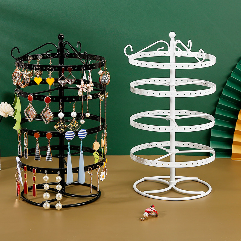 Wrought iron jewelry display rack earring rack Creative rotating jewelry rack Stud earrings drop earrings storage ear jewelry pylons Household