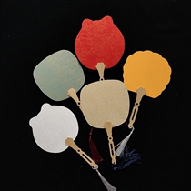 Retro style double-sided blank mini rice paper batik gilt Small Group fan blank calligraphy painting pocket ancient wind tassel
