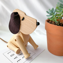 INS Nordic style solid wood puppy animal decoration childrens small doll birthday holiday gift home soft decoration boutique