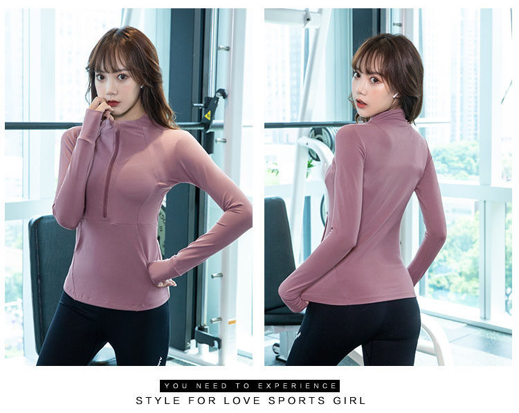 Куртка для йоги 瑜伽服装紧身快干长袖修身外衣上衣拉炼跑步性感运动外衣女性秋冬新款