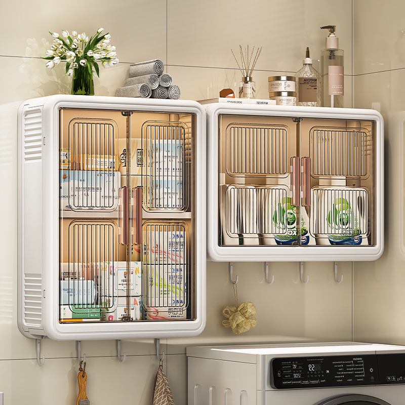 Bathroom Storage Rack, Cosmetics Storage Wall Cabinet, Punch-Free Wall-Mounted Shower Gel Storage Rack, Wall-Mounted Bathroom Cabinet