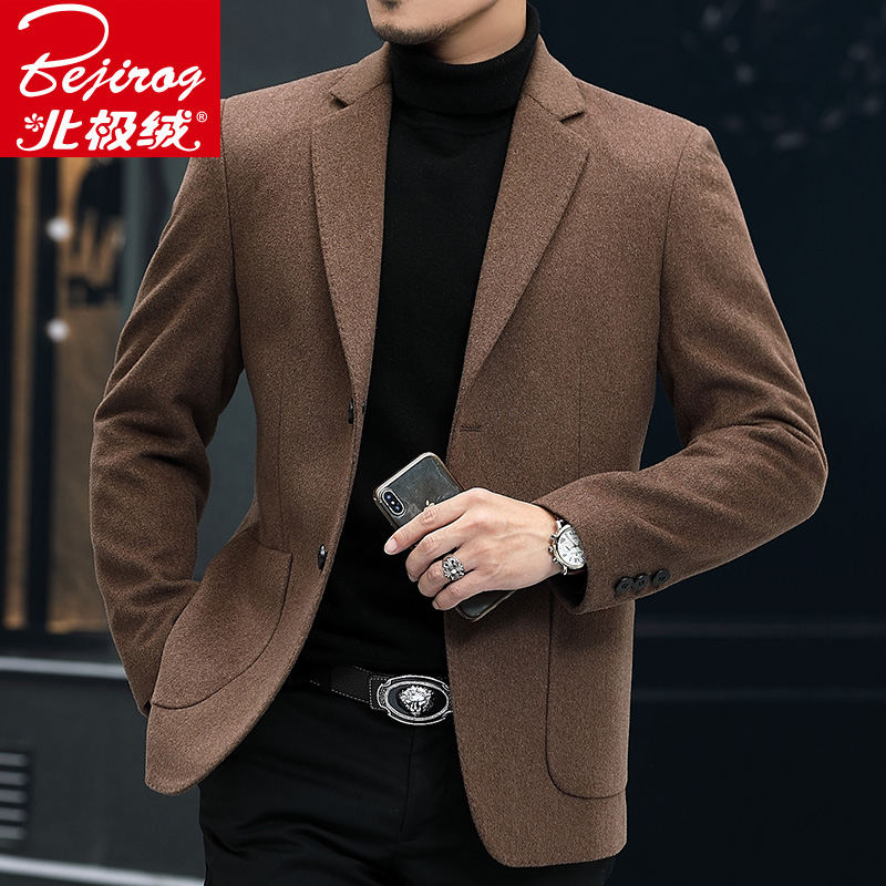 Arctic fleece wool suit men's business casual pure wool Korean version slim woolen suit youth woolen jacket men