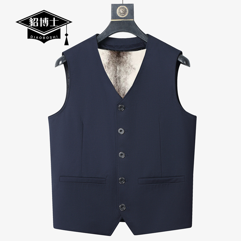 Dr. Mink Whole Mink Vest Men's Mink Vest V Neck Fur One-Piece Waistoutwear Fur Coat Wool Vest