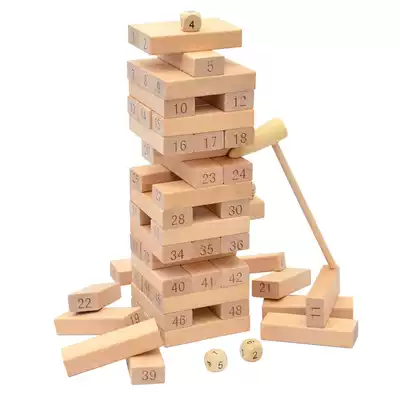 The digital color stacked high-level cascading wood building blocks children's educational adult toys table games