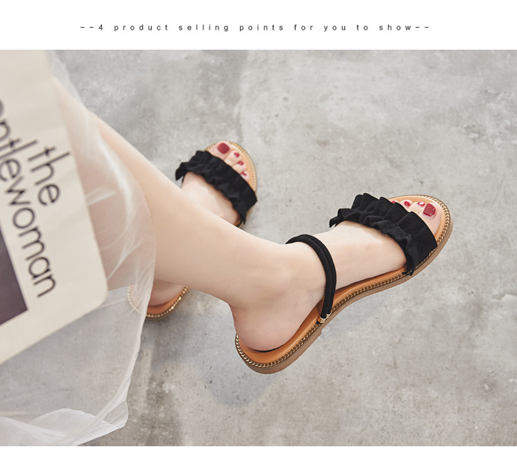 Dép nữ mùa hè phẳng 2018 mới sinh viên Hàn Quốc hoang dã đơn giản đôi giày cổ tích retro chic chic sandal đỏ dép nữ
