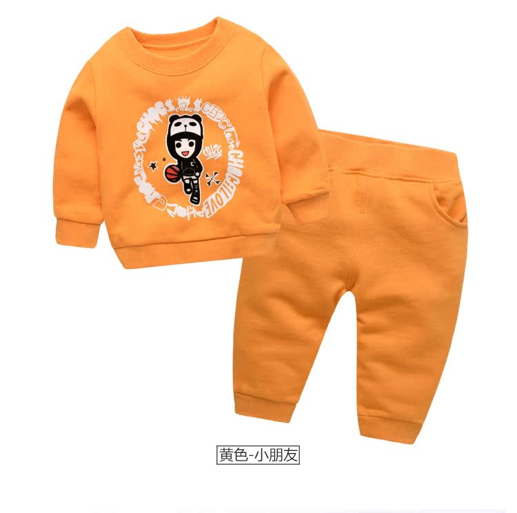 Áo len trẻ em Yuner phù hợp với quần áo trẻ em cotton 2 bộ quần mùa thu bé trai và bé gái Áo thun thể thao bộ nỉ nhung bé gái