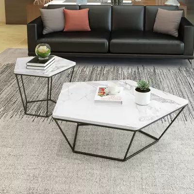 Nordic marble coffee table TV cabinet combination modern simple living room personality creative shaped light luxury household side table