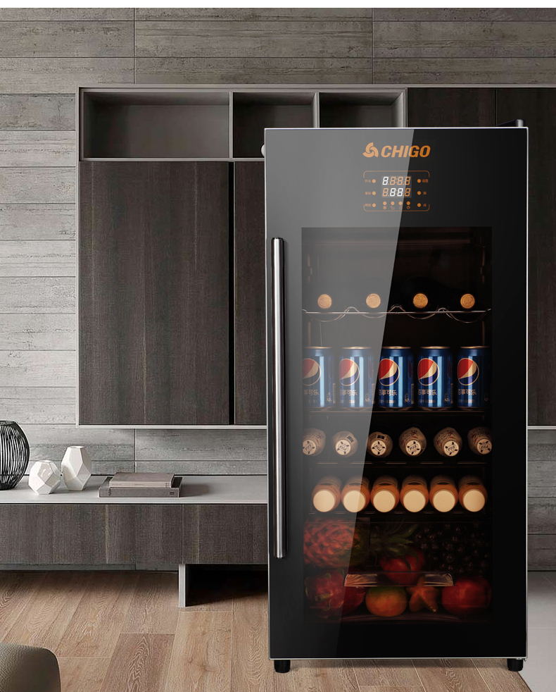 kệ để rượu bằng gỗ Chigo / 志 高 Tủ rượu Ice Bar Nhà phòng khách Cửa đơn Mini Tủ lạnh Mini Trà Tủ lạnh Tủ lạnh - Tủ rượu vang tủ rượu treo tường phòng khách