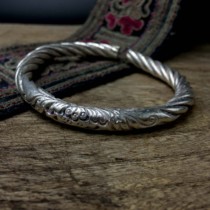 Original 999 Silver Hand Personality Features Deep Peony Spark Retro Traditional Bracelet