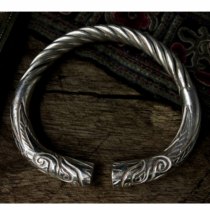 Original 999 Silver Hand Featured Tiger Tiger Tiger Tiger Twister Horseshoe Bracelet Moku Silver
