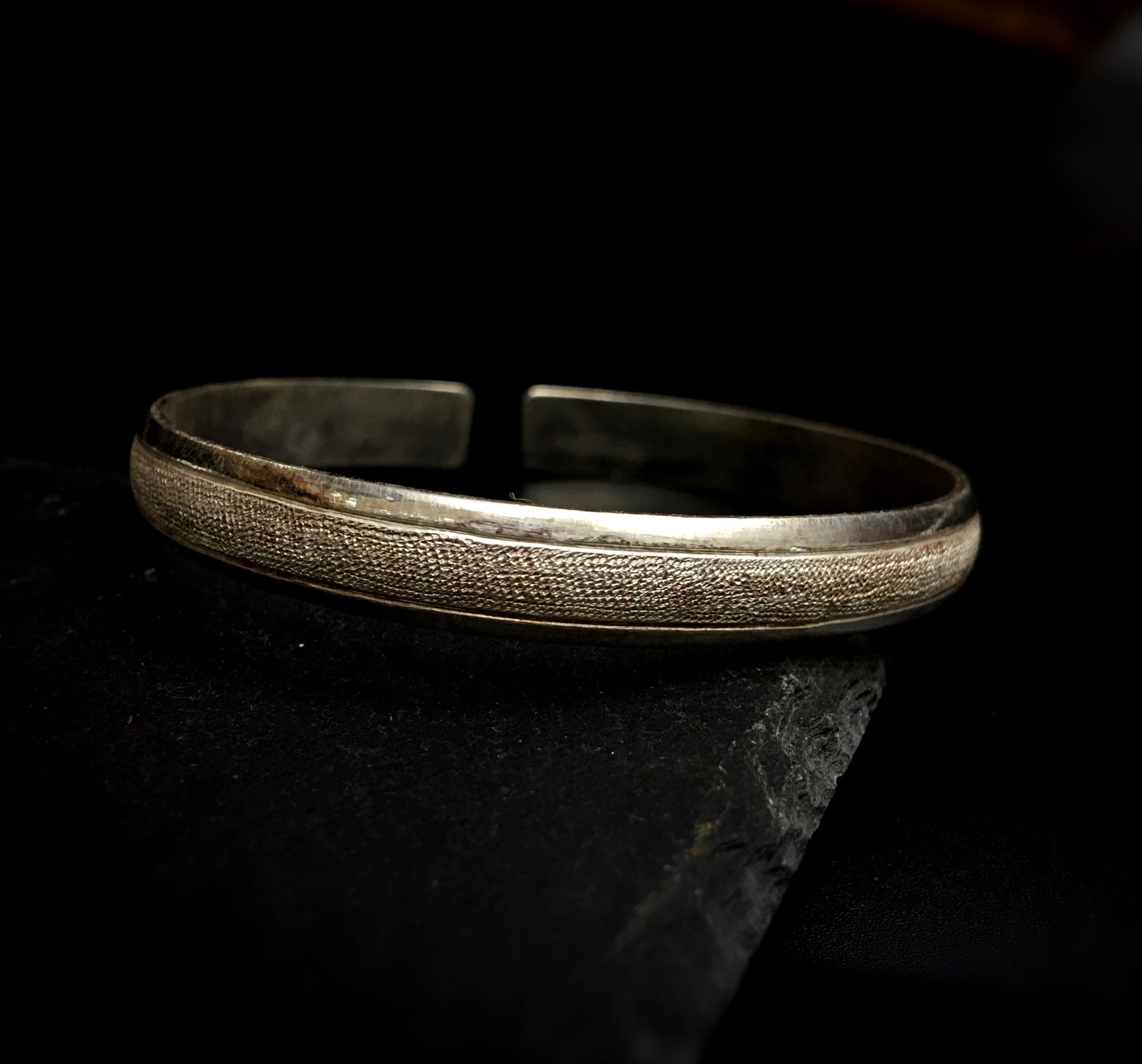 Original 999 Sterling Silver Handmade Individuality Simple Concise Texture Bracelet Mozi Silver Square