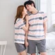 Cặp đôi đồ ngủ mùa hè cotton ngắn tay Hàn Quốc dễ thương mùa hè nữ váy ngủ gợi cảm nam phục vụ nhà phù hợp với phần mỏng