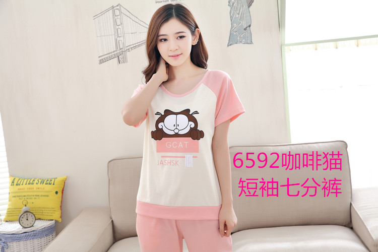 Mùa hè quần ngắn tay đồ ngủ nữ mặc giản dị bông dịch vụ nhà phù hợp với XL cotton nửa tay phụ nữ