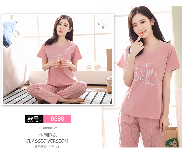 Mùa hè quần ngắn tay đồ ngủ nữ mặc giản dị bông dịch vụ nhà phù hợp với XL cotton nửa tay phụ nữ