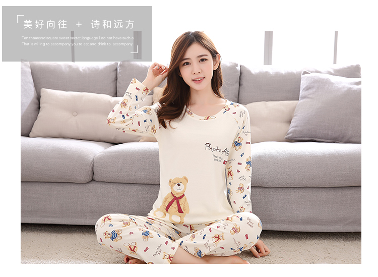 Mùa xuân và mùa thu bông của phụ nữ đồ ngủ sinh viên dài tay quần cotton tháng quần áo mùa thu và mùa đông phục vụ nhà phù hợp với mùa hè mặc