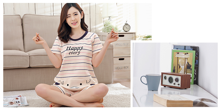 Mùa hè ngắn tay quần short nữ đồ ngủ set ngọt ngào dễ thương phim hoạt hình mùa hè cotton home dịch vụ hai mảnh mùa hè