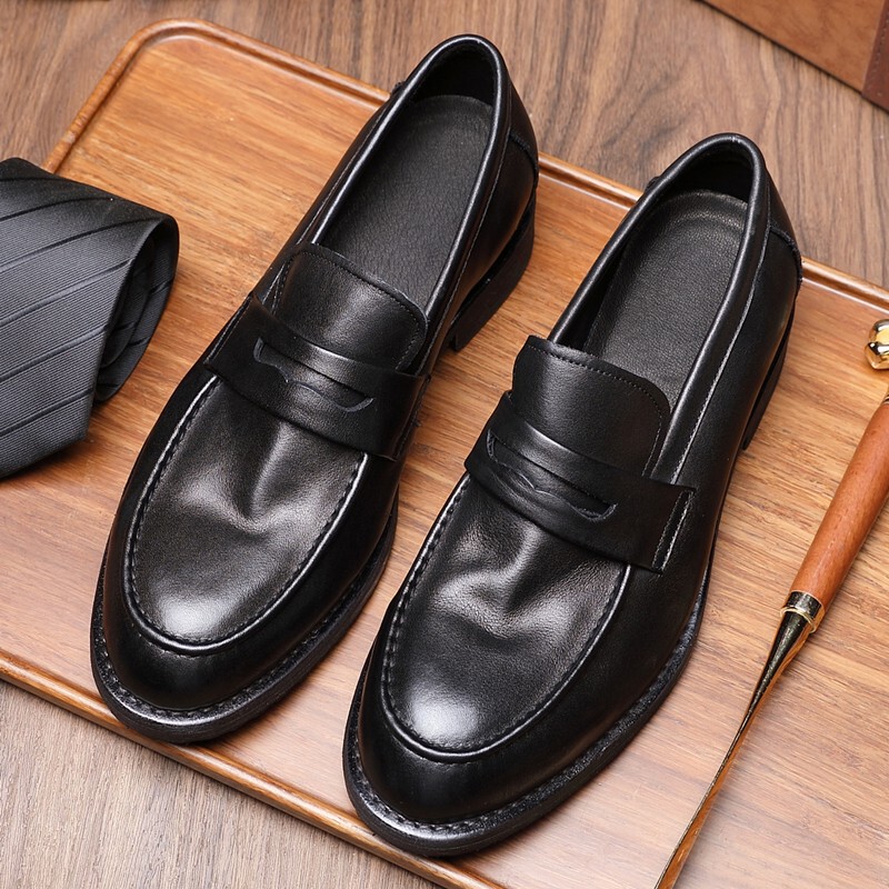 Handmade Genuine Leather Outsole Business Casual Leather Shoes for Men 2025 New Summer Slip-On British Style Breathable Men's Shoes