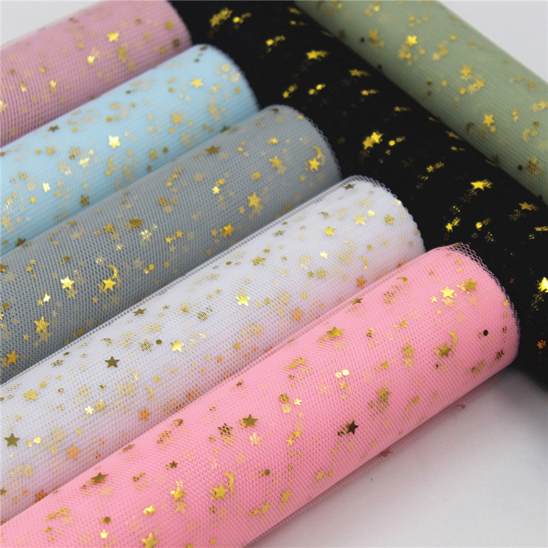 Hot gold star moon yarn flower bouquet wrapping paper mesh rose yarn wrap flower material black yarn white yarn flower art flower material