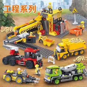 男孩积木拼装益智玩具工程车城市警察消防拼图兼容乐高3-6岁C