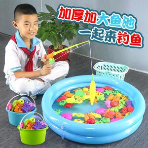 钓鱼玩具儿童池套装磁性钓鱼竿家庭广场戏水男孩女孩亲子互动游Z