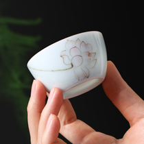 Kung Fu Small Tea Cup Ceramic Tea Bowl Tea Bowl Home Single Tasting Cup Purple Sand Master Cup Green Flower Porcelain Tea