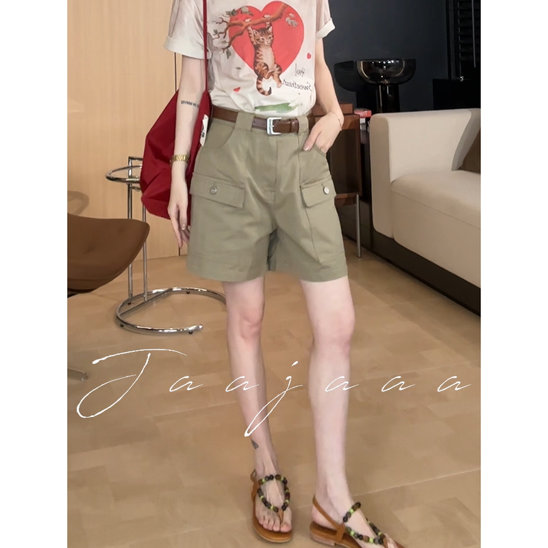 Jaajaaa Cyberpunk American Street Style Light Workwear Straight-Leg Slimming Leg-Lengthening Pure Cotton Shorts/Hhha Jaajaaa Cyberpunk American Street Style Light Workwear Straight-Leg Slimming Leg-Lengthening Pure Cotton Shorts/Hhha