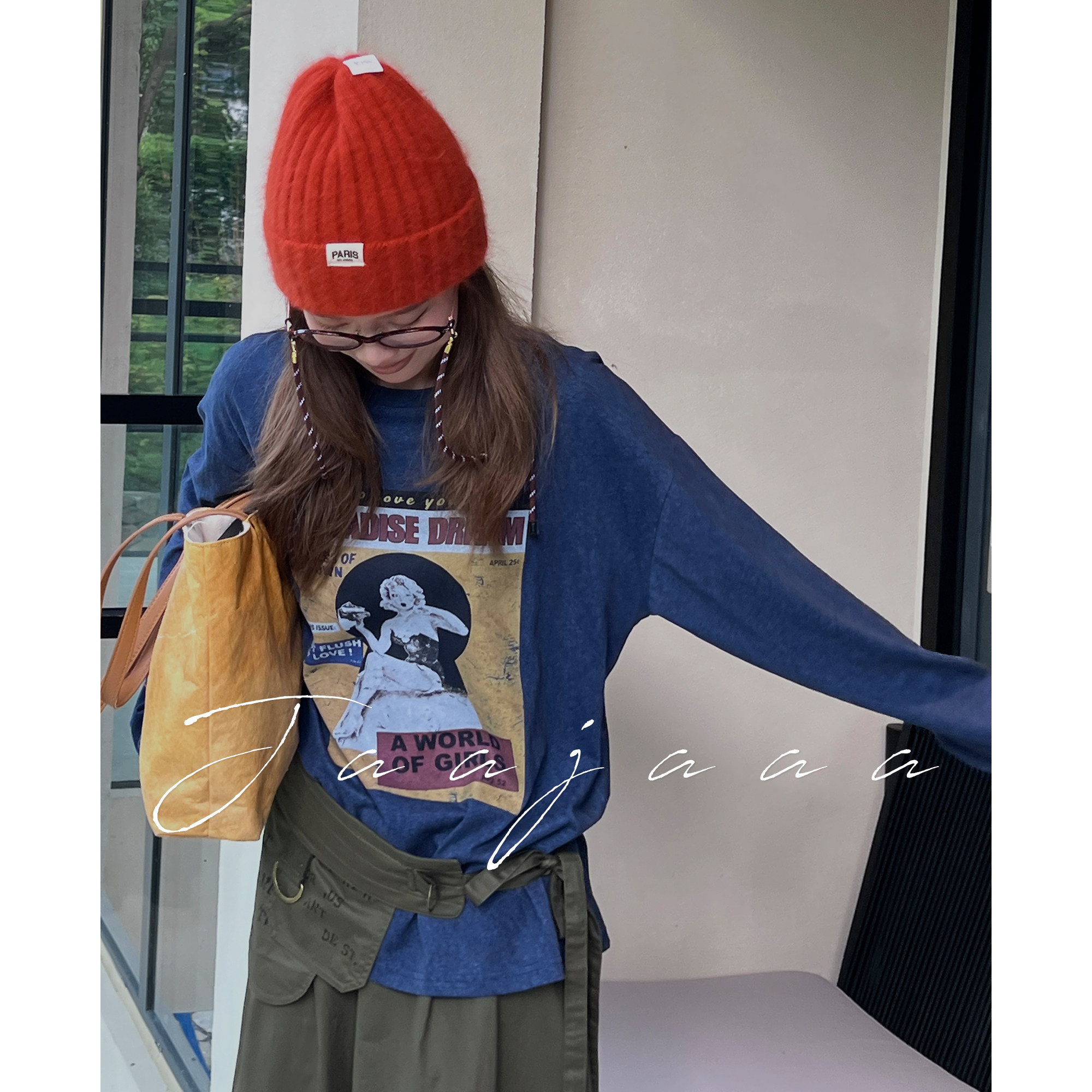 Jaajaaa เสื้อยืดพิมพ์ลายสไตล์วินเทจแบบอเมริกัน และเสื้อแขนยาวผ้าฝ้ายแท้ ลายตัวละครเก่าแก่สุดคลาสสิก สำหรับผู้หญิง/Xiih