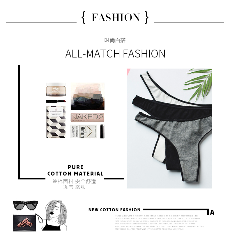 3 tải châu Âu và Mỹ eo cao thong nữ cotton không có dấu vết gợi cảm kích thước lớn thể dục thể thao đồ lót một mảnh phụ nữ sịp