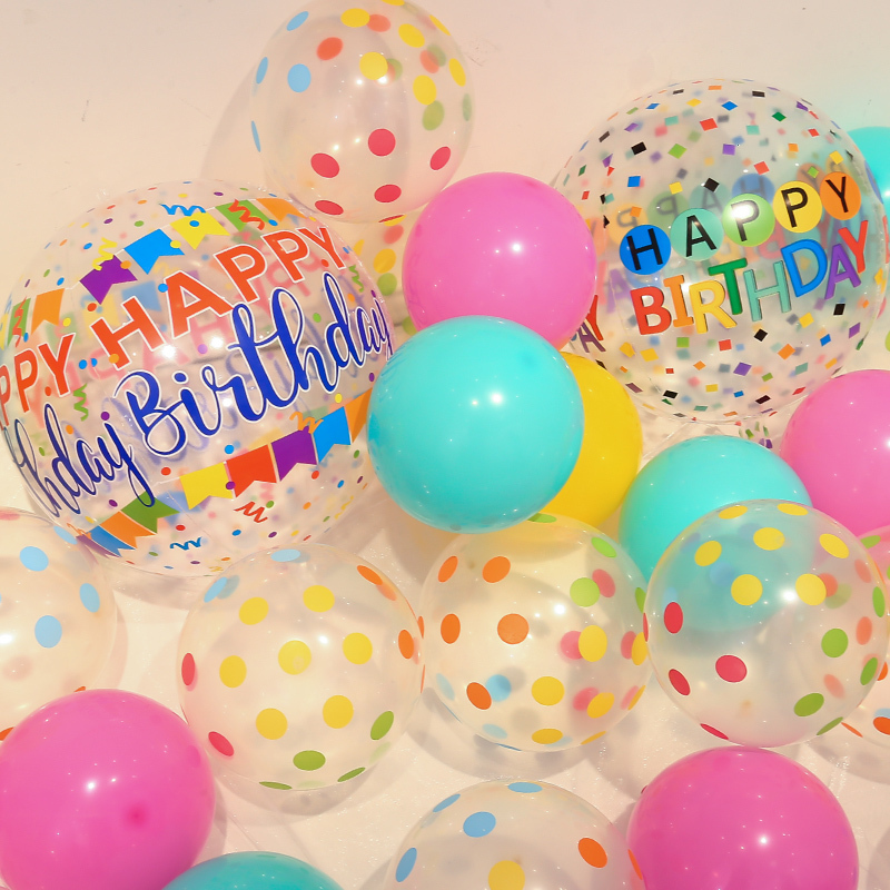 12inch Thickened ins Transparent Colorful Polka Dot Balloons for Baby and Children's Birthday Party Decoration Latex Balloons