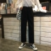 Quần jean cạp cao quần lửng ống rộng quần dài Học sinh Hàn Quốc eo mỏng có thể điều chỉnh quần harem hoang dã quần chín thời trang nữ 2020 Quần jean