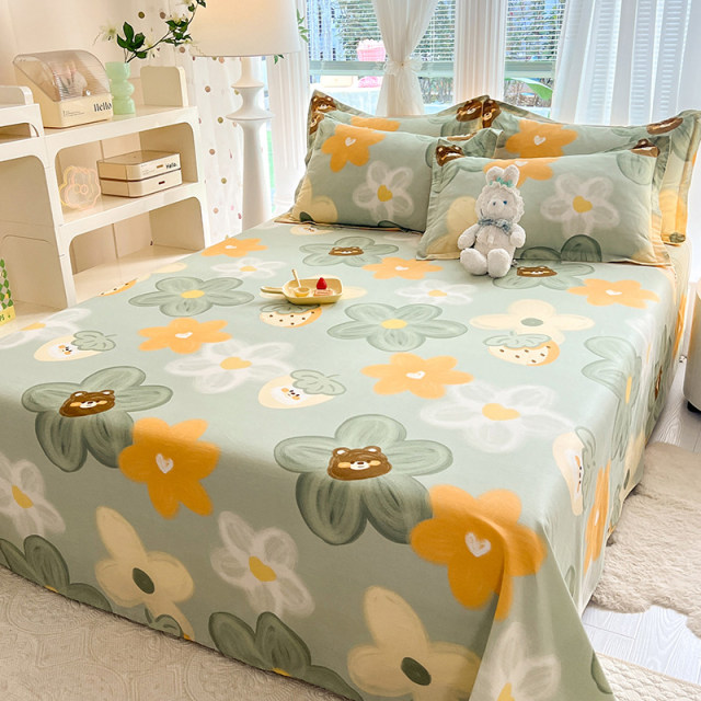 Mofan Home Textiles ins style bed sheet pure cotton summer students dormory single 100 cotton quilt double bed pillowcase