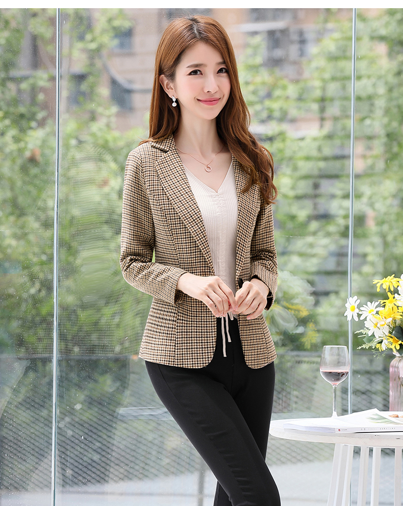 Mùa thu chic nữ thời trang kẻ sọc nhỏ phù hợp với áo khoác nữ phiên bản Hàn Quốc 2018 mới mùa xuân và mùa thu dài tay áo ngắn áo khoác vest nữ